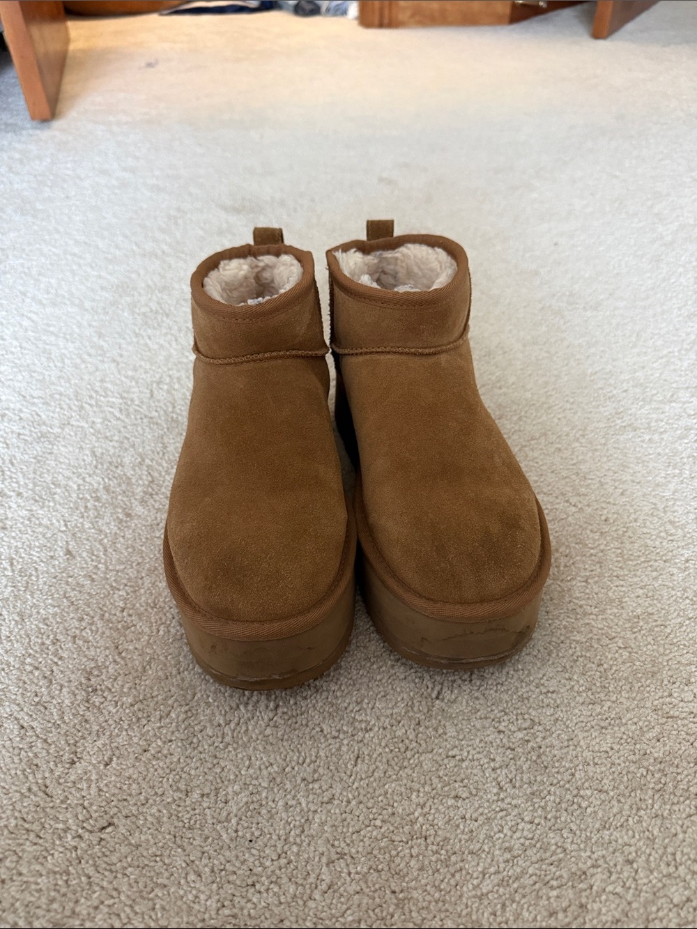 UGG platform mini boots in chestnut